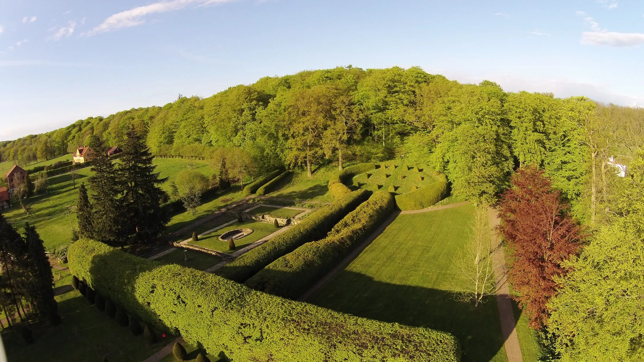 Aerial view of Wrams Gunnarstorps Gods estate gardens